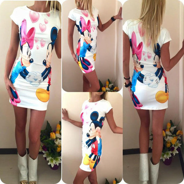 Bonjean Women Casual Polka Long Girls Party Dresses Sexy Spring Maxi Cartoon Print Summer Boho Women Dress Clothing