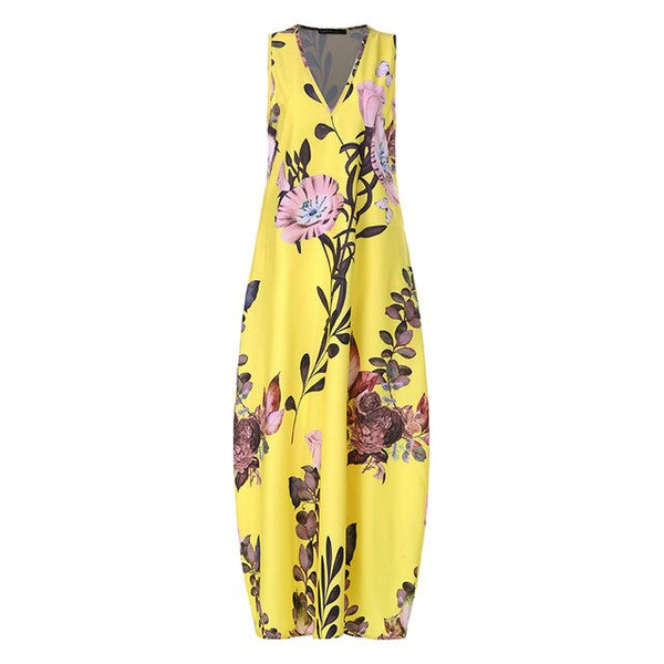 2020 Summer Bohemian Sundress ZANZEA Elegant Printed Sarafans Women Sleeveless Long Maxi Vestidos Dresses Robe Femme Plus Size