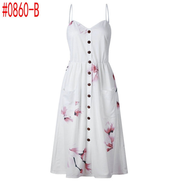 Boho Beach Dress Sleeveless High Waist Casual Print Women Dress Slim Elegant Women Clothes Summer 2019 Sexy Club Dresses Vestido