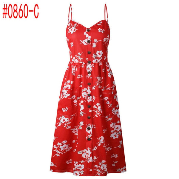 Boho Beach Dress Sleeveless High Waist Casual Print Women Dress Slim Elegant Women Clothes Summer 2019 Sexy Club Dresses Vestido