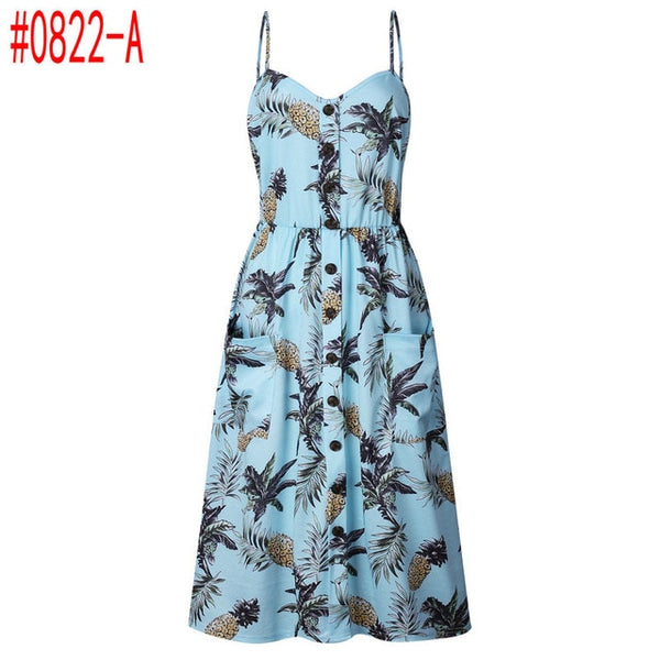 Boho Beach Dress Sleeveless High Waist Casual Print Women Dress Slim Elegant Women Clothes Summer 2019 Sexy Club Dresses Vestido