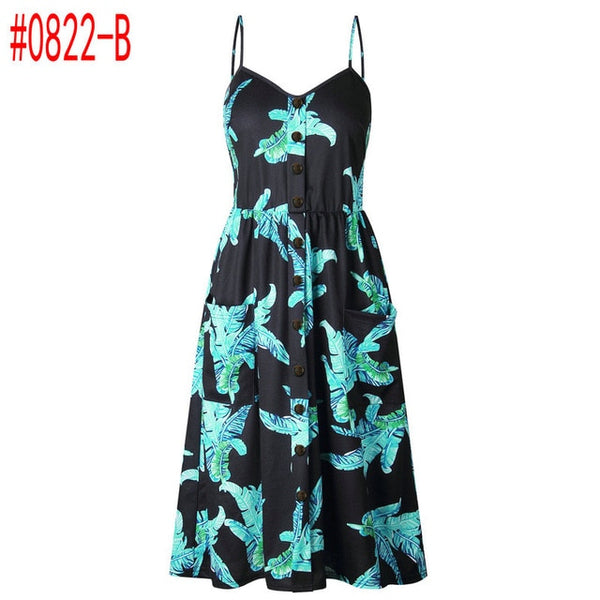 Boho Beach Dress Sleeveless High Waist Casual Print Women Dress Slim Elegant Women Clothes Summer 2019 Sexy Club Dresses Vestido