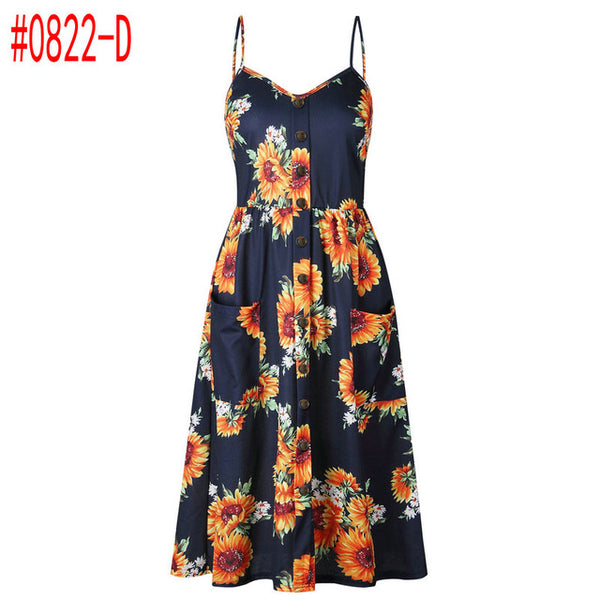 Boho Beach Dress Sleeveless High Waist Casual Print Women Dress Slim Elegant Women Clothes Summer 2019 Sexy Club Dresses Vestido