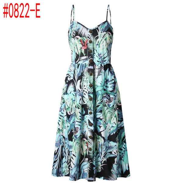 Boho Beach Dress Sleeveless High Waist Casual Print Women Dress Slim Elegant Women Clothes Summer 2019 Sexy Club Dresses Vestido